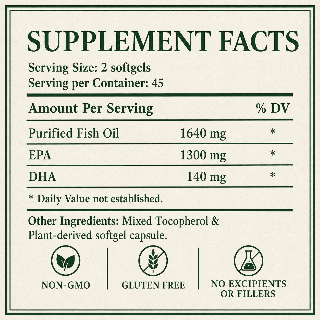 EPA 70%, Omega 3, Fish Oil