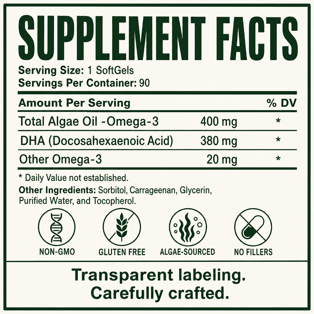 DHA 40%, Omega 3, Algae Oil
